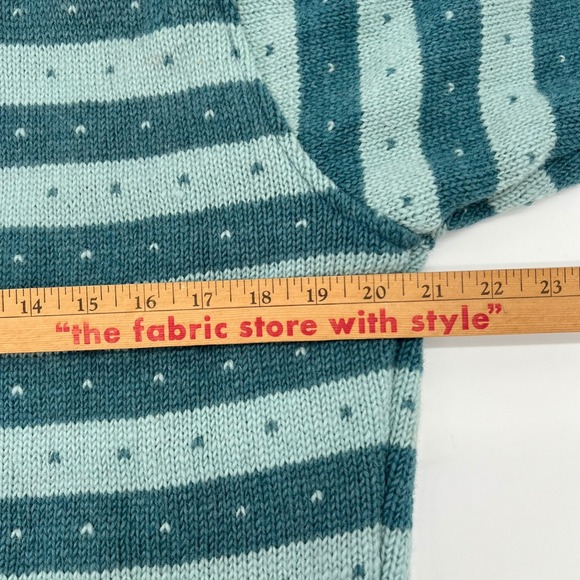 Laundromat Stuff Wool Knit Zip Up Sweater Stripe Fleece Lined - Blue - Picture 12 of 13